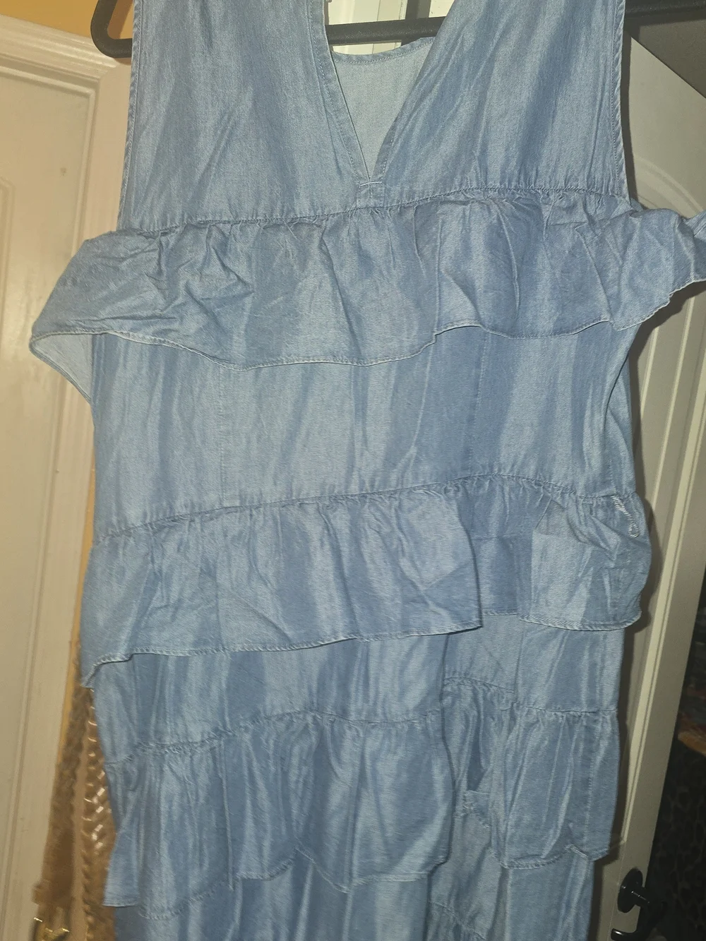 Michael Kors Chambray Blue Ruffle Mini Dress